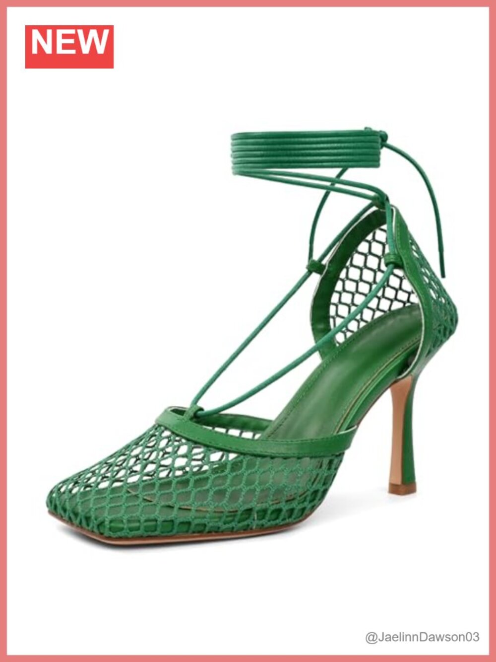 Strappy Stiletto Heels Sandals Closed Toe Lace Up Square Toe 3.5 Inch